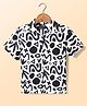 Ruff Satin Woven Half Sleeves Geometric Printed Shirt - Black & White