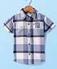 Ruff Cotton Woven Half Sleeves Checkered Shirt - Light Blue