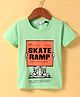 Ruff Sinker Knit Half Sleeves T-Shirt with Text Print - Light Green