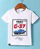 Ruff Sinker Knit Half Sleeves T-Shirt with Text Print - White