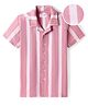 Kookie Kids Textured Knit Half Sleeves Striped Shirt - Pink