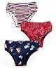 Honeyhap 100% Premium Briefs With Bio Finish Stripes & Construction Vehicle Print Pack Of 3 - Savy Red Bright White & Navy Peony