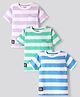 Primo Gino Cotton  Knit Half Sleeves T-Shirts with Stripes Pack Of 3 - Blue Lilac & Light Green