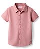 Kookie Kids Knit Half Sleeves Resort Collar Solid Shirt - Rose Gold