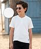 Kookie Kids Knit Half Sleeves Solid Color Henley T-Shirt - White