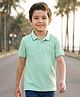 Kookie Kids Knit Half Sleeves Solid Color Polo T-Shirt - Sea Green