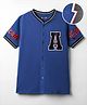 Kookie Kids Knit Half Sleeves Front Open T-Shirt with Text Print - Blue