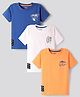 Primo Gino Cotton Knit Half Sleeves T-Shirts with Skate Theme Print Pack Of 3 - Blue White & Orange