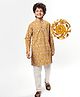 Pine Kids Cotton Woven Full Sleeves Kurta & Pyjama With Floral Print - White & Yellow