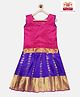 Kanakadara Pure Silk Sleeveless Floral Foil Printed Pattu Pavadai Set - Rose Pink