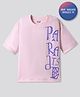 Primo Gino 100% Cotton Knit Oversized Drop Shoulder Half Sleeves T-Shirt With Paradise Text Print - Pink