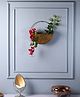 Voncasa Matte Antique Gold Wooden Small Hanging Planter (Round)