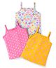 Babyhug 100% Cotton Single Jersey knit Antibacterial Sleeveless Slips With Floral & Polka Dots Print Pack Of 3 - Yellow Pink & Light Blue