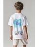 Primo Gino 100% Cotton Knit Half Sleeves Drop Shoulder Oversized T-Shirt With Life Comes in Waves Text Print Pack Of 3 -White