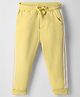 Babyoye Eco Conscious Cotton Terry Lycra Knit Full Length Lounge Pant with Tape Detailing - Yellow