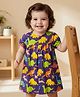 Babyoye Cotton Knit Half Sleeves Frocks With Dino Print - Purple