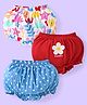 Babyhug 100% Cotton Knit Antibacterial Bloomers with Polka Dots & Floral Print Pack of 3  - White Red & Blue