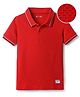 Kookie Kids Cotton Knit Half Sleeves Solid Color Textured Polo T-Shirt - Red
