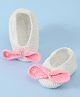 Funkrafts Bow Applique Detailed Handmade Crochet Booties - White & Pink