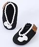 Funkrafts Bow Applique Detailed Handmade Crochet Booties - Black & White