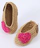 Funkrafts Handmade Crochet Designed Heart Applique Detailed Booties - Beige & Pink