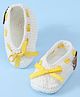 Funkrafts Handmade Crochet Designed Bow Applique Detailed Booties - White & Yellow