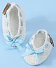 Funkrafts Handmade Crochet Designed Bow Applique Detailed Booties - White & Blue
