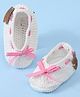 Funkrafts Handmade Crochet Designed Bow Applique Detailed Booties - White & Pink