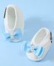 Funkrafts Handmade Crochet Embroidered Bow Designed Booties - Blue & White