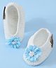 Funkrafts Handmade Crochet Embroidered Floral Applique Detailed Booties - Blue & White