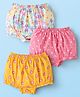 Babyhug 100% Cotton Single Jersey Knit Antibacterial Bloomers With Floral & Polka Dots Print Pack Of 3 - Pink White & Yellow