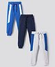 Primo Gino 100% Cotton Knit Full Length  Solid Color Cut & Sew French Terry Lounge Pants Pack of 3 - Blue & Grey