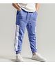 Primo Gino Cotton Knit Full Length Track Pant with Cut & Sew Pattern - Blue