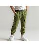 Primo Cotton Knit Full Length Solid Colour Trackpant With Cut & Sew - Olive Green