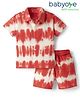 Babyoye 100% Cotton Knit Half Sleeves Shirt & Shorts Co-Ord Set With Tie & Dye Print - Red