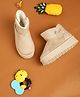 TRUFFLE COLLECTION Fur Detailed Solid Slip On Boots - Beige