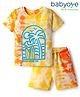Babyoye 100% Cotton Knit Half Sleeves T-Shirt & Shorts Set With Tie & Dye & Beach Print - Multicolor