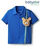 Babyoye 100% Cotton Knit Half Sleeves Textured Shirt With Bear Pocket Applique - Blue