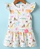 ToffyHouse Single Jersey Knit Frill Sleeves Frock with Animal Print - White