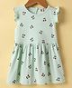 ToffyHouse Single Jersey Knit Frill Sleeves Frock with Cherry Print - Sea Green