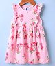 ToffyHouse Single Jersey Knit Frill Sleeves Frock with Floral Print - Pink