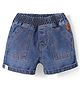 Little Kangaroos Knee Length Solid Denim Shorts With Adjustable Elastic - Navy Blue