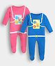 Somersault Cotton Knit Pack Of 2 Full Sleeves Machine Printed Sleepsuits - Pink & Blue