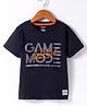 Smarty Boys Cotton Knit Half Sleeves T-Shirt with Text Print - Navy Blue