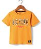 Smarty Boys Cotton Knit Half Sleeves T-Shirt With Text Print - Yellow
