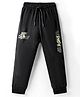 Smarty Boys Sinker Knit Full Length Lounge Pants with Text Print - Black