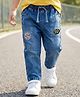 Babyhug Full Length Washed Denim Jeans With Stretch & Patch Detailing - Blue