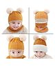 Babymoon Woollen Sefl Designed & Pom Pom Embellished Monkey Cap - Yellow