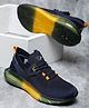 ABROS Mesh Detailed Colour Blocked Shoes - Navy Blue & Mustard