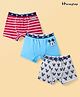 HoneyHap Disney Cotton Lycra Knit Trunks with Mickey Mouse Graphics Pack of 3 - Red Light Blue & Grey